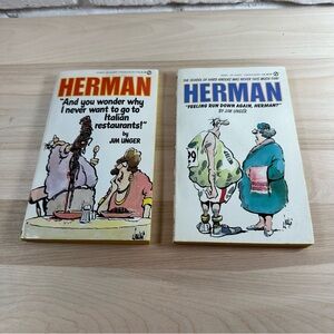 2 x Vintage Herman Cartoon Books by Jim Unger 80's GUC